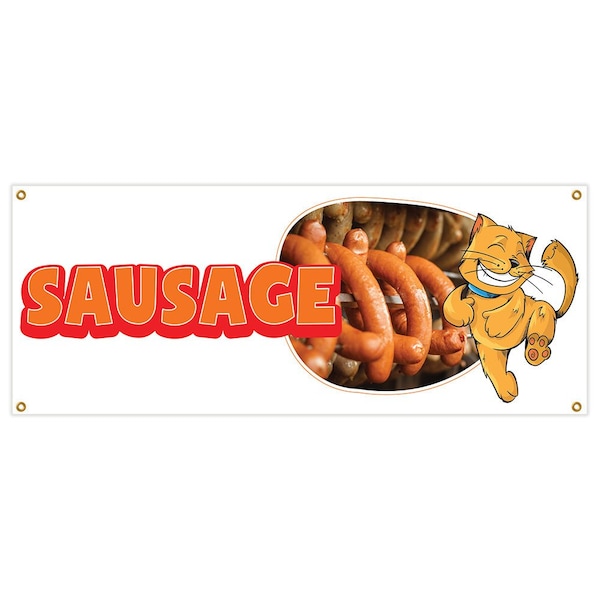 Sausage Banner Heavy Duty 13 Oz Vinyl with Grommets Single Sided